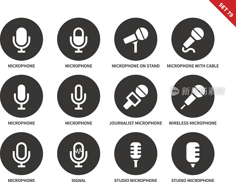 Microphone icons on white background